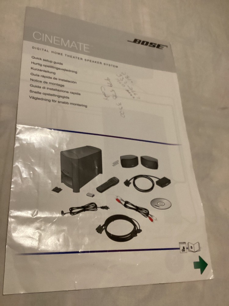 Bose Cinemate Home Theater Digital Speaker System Owners Guide — Plus