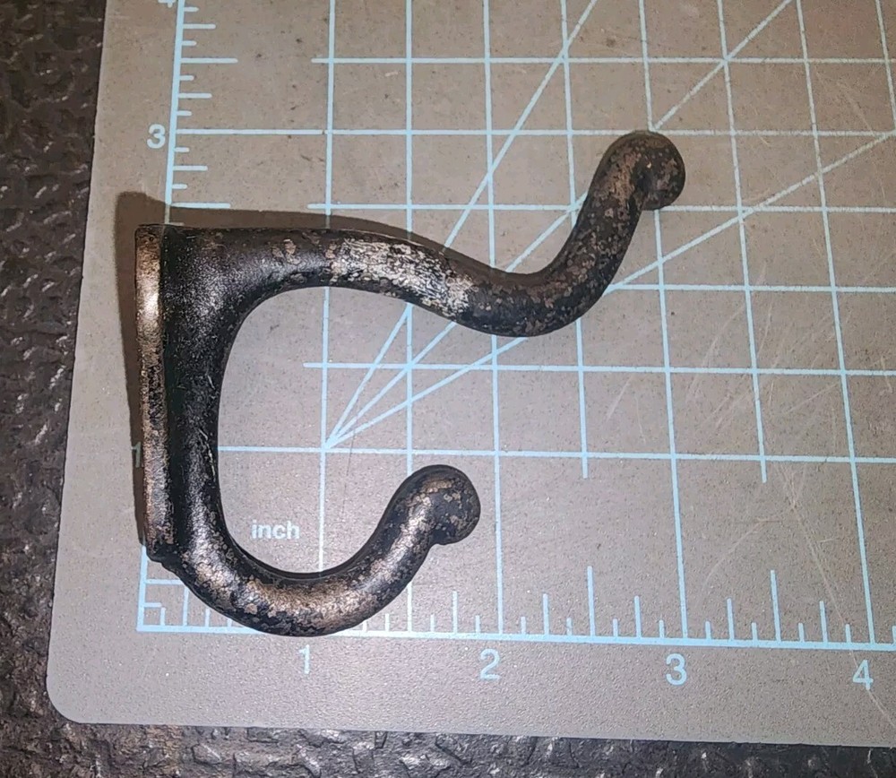 Antique Cast Iron Scroll Tip Double Coat Hat Hook - gwBR