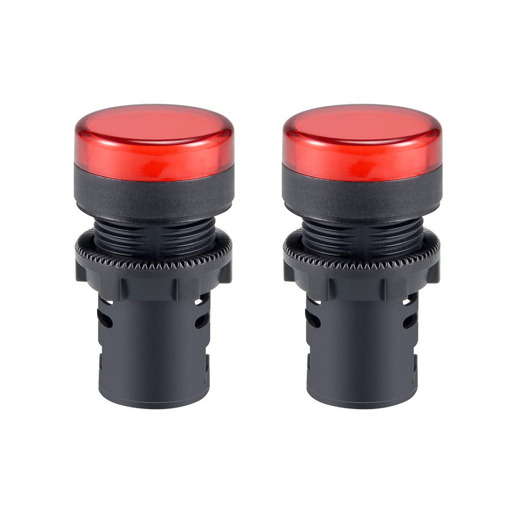 2Pcs Red Indicator Light AC/DC 110V, 22Mm Panel Mount, for Electrical Control Pa