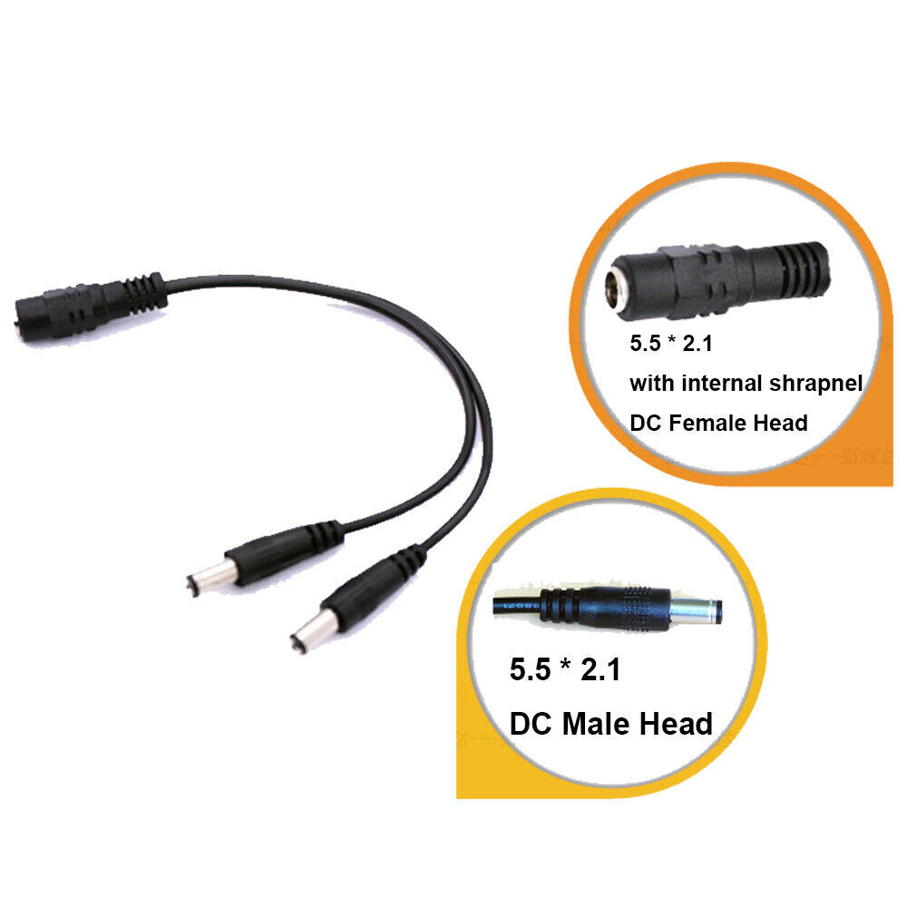 (10-Pack) DC Power Splitter Cable Cord Adapter CCTV Security Camera DVR LED USA