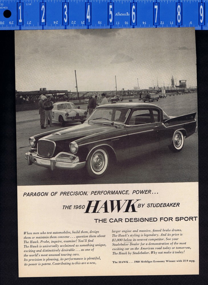 1960 STUDEBAKER HAWK designed for Sport - VINTAGE AD