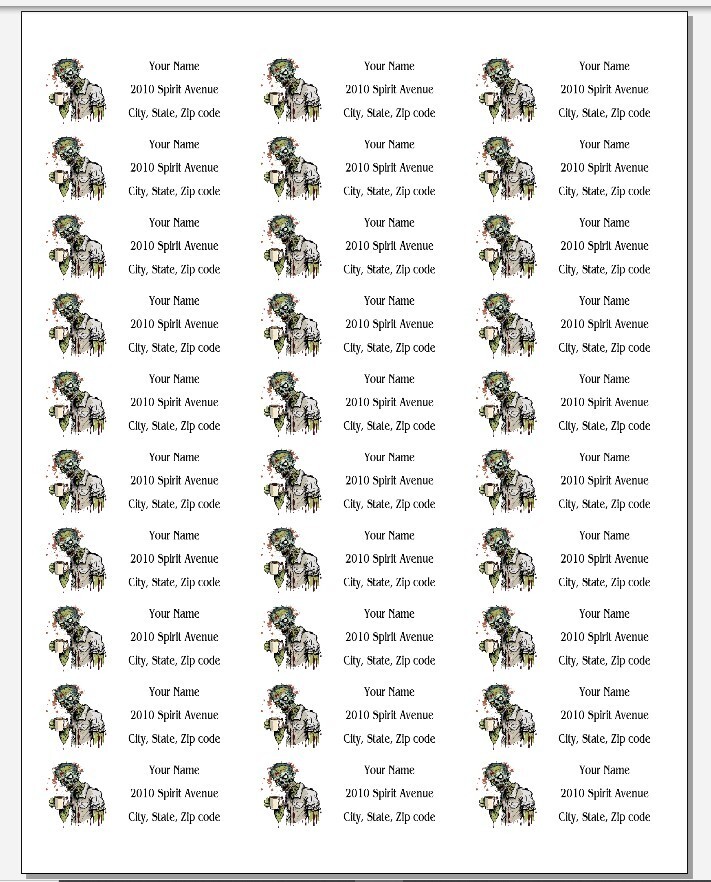 150 Zombie Cup of Coffee Mailing Return Address Labels Personalized