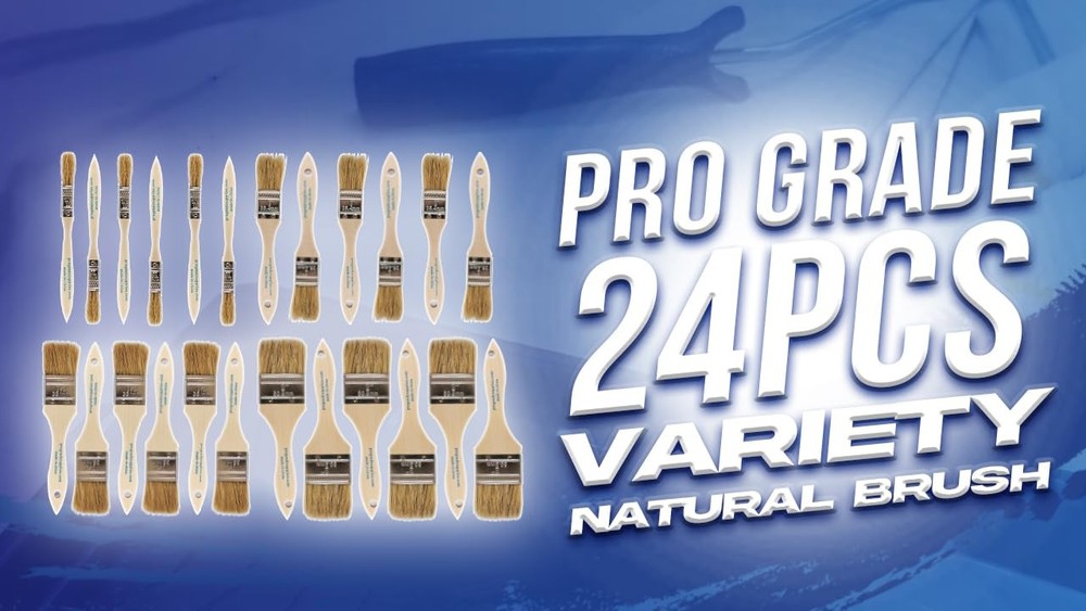 Chip Paint Brush Set Assorted Sizes Bulk 24 Pack