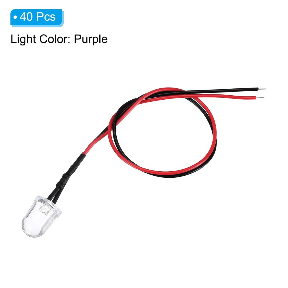 40 Pcs 4.5-6V DC 10mm LED Diode Light, Purple Light