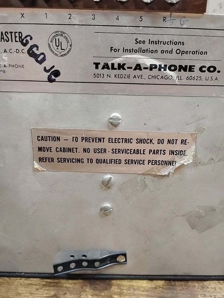 Talk-A-Phone K-ML-5 Master Intercom System -Untested