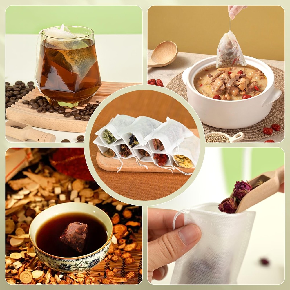 500Pcs Disposable Tea Bags for Loose Leaf Tea, Empty Tea Filter Bags with Cot...