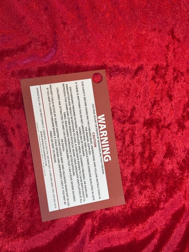 O75 - Original Springfield Model XDS Semi-Automatic Owner's Manual Oct 2013