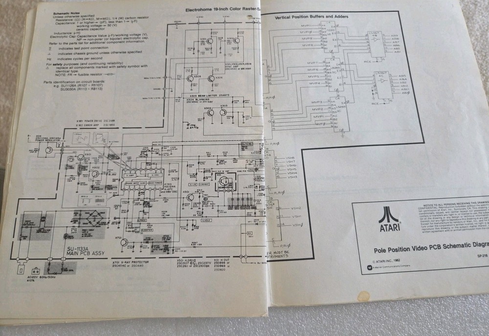 Atari Pole Position CPU PCB Schematic Diagram Racing Game Arcade