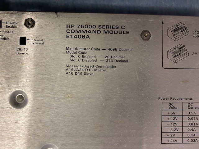 HP Agilent E1406A VXI Command Module System Controller HPIB s/n 3226A00387