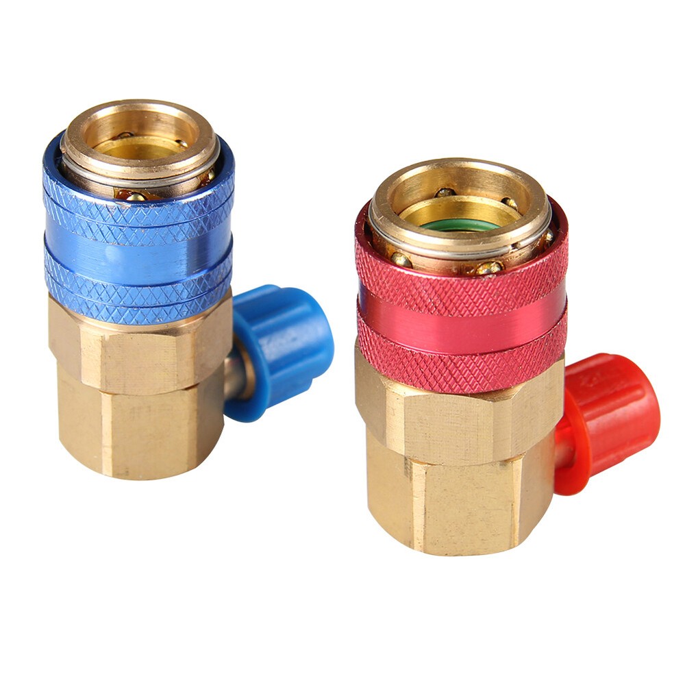 Quick Coupler Adapter HVAC A/C Manifold T Connector 1/4" SAE High Low Side