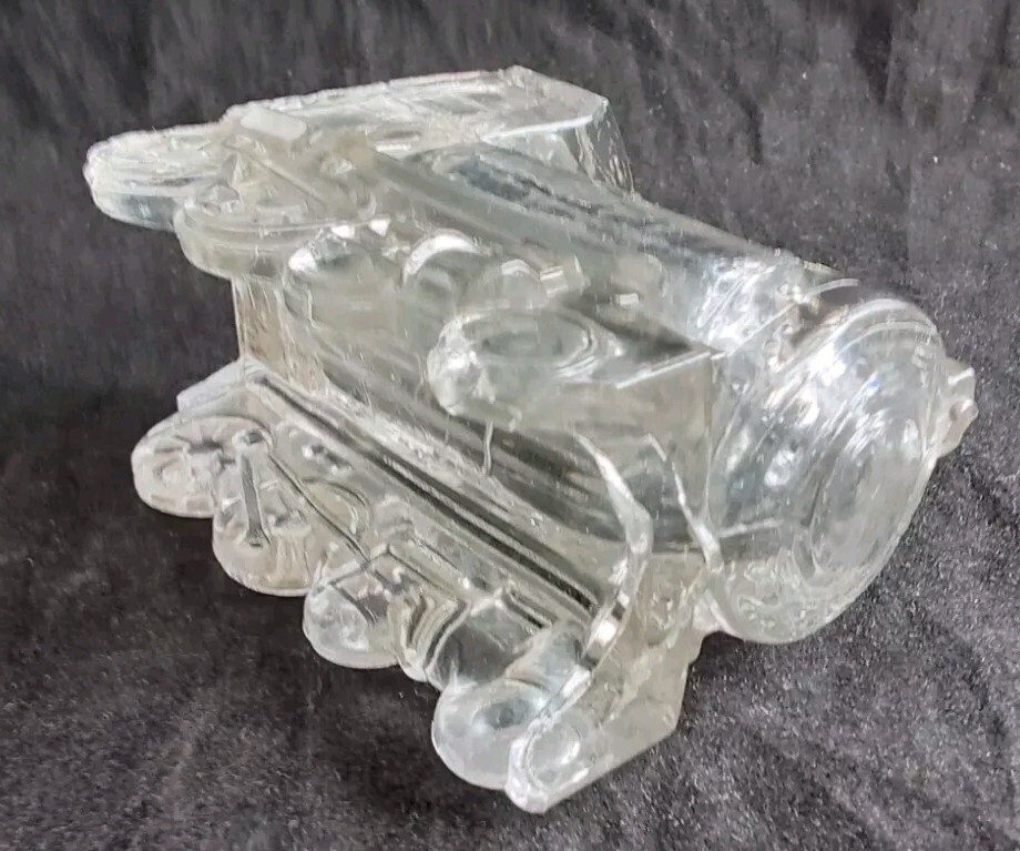 ANTIQUE GLASS CANDY CONTAINER LOCOMOTIVE TRAIN ENGINE LITHOGRAPHED CLOSURE #3