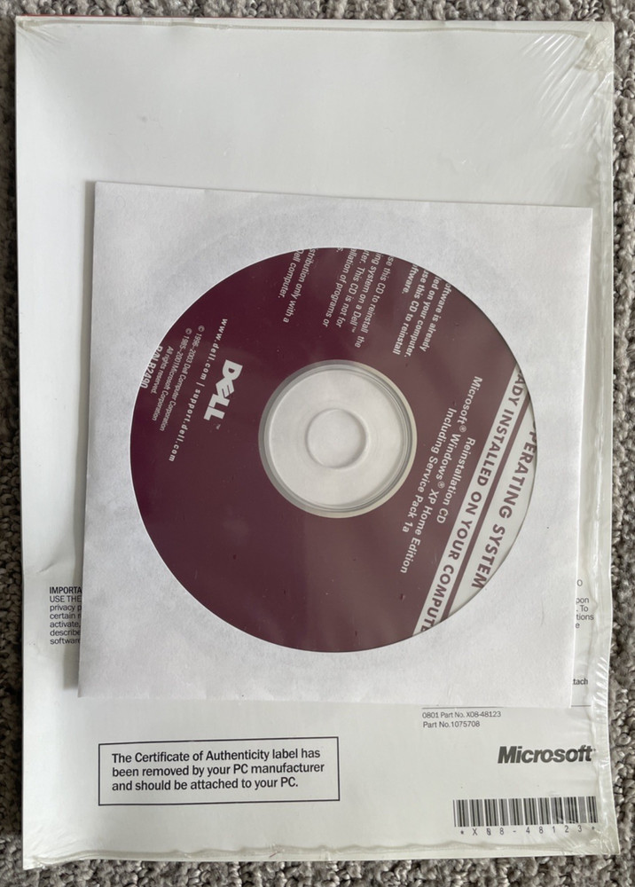 Microsoft Windows XP Home Edition for Distribution with Dell Version 2002 Sealed