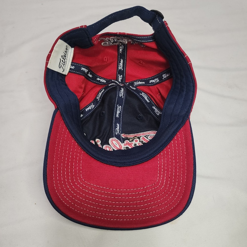 TITLEIST Golf Red/White/Blue Adjustable Strapback Sot-Top "Dad" Hat Cap EUC