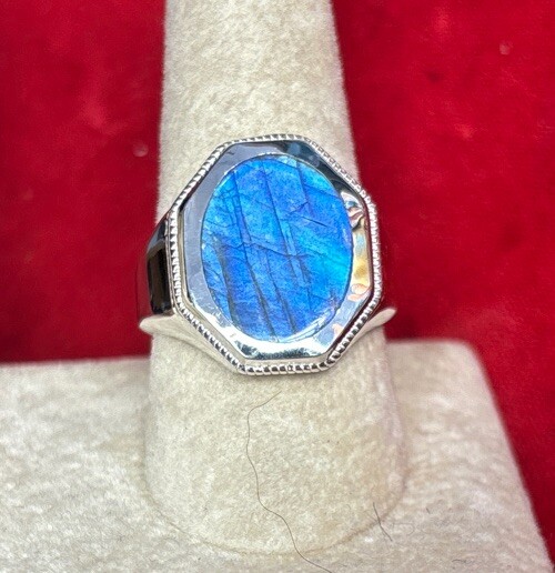 mens sterling silver ring Size 8 Labradorite