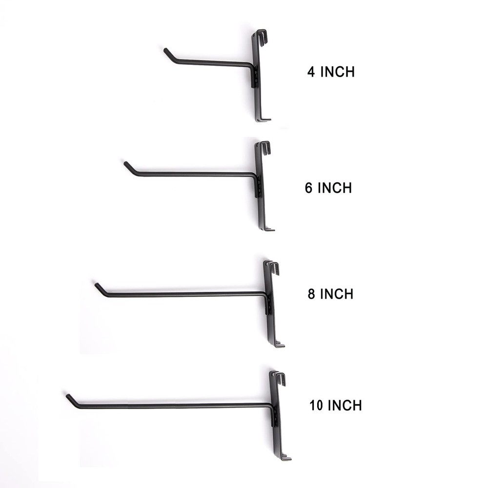 4" Heavy Duty Black Gridwall Hooks Retail Store Display Hooks 24-Pack