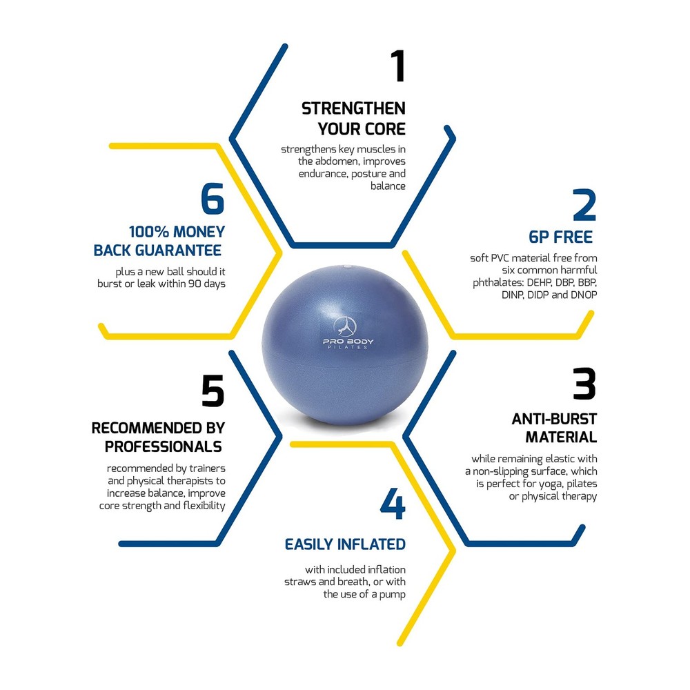 Ball 9 Inch - Small Exercise Ball for Between Knees or Barre Core Ab Workouts...