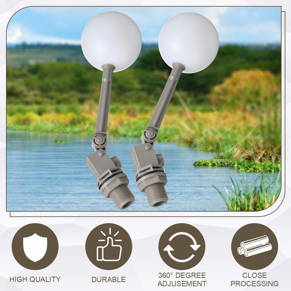 2 Pack Water Float Valve with Adjustable Arm, Water Float Ball 3/4 inches Gre...