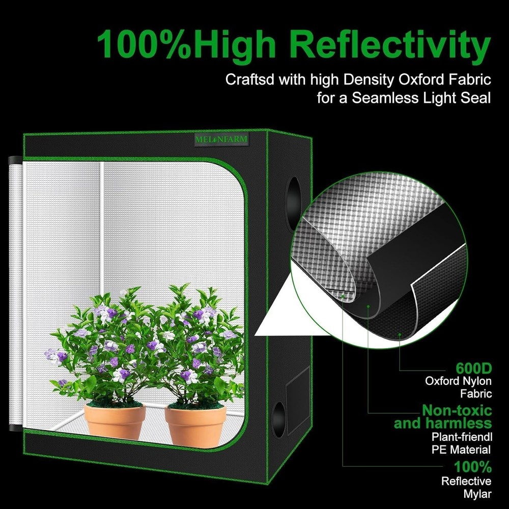 Small Grow Tent Hydroponics Growing System Highly Reflective 600D Diamond Canvas