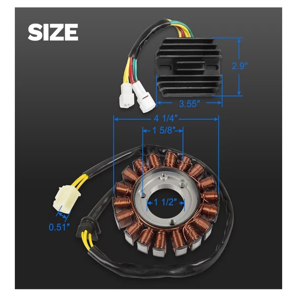 Stator with Regulator Rectifier with Gasket Kit Compatible with 2006-2012 Suzuki