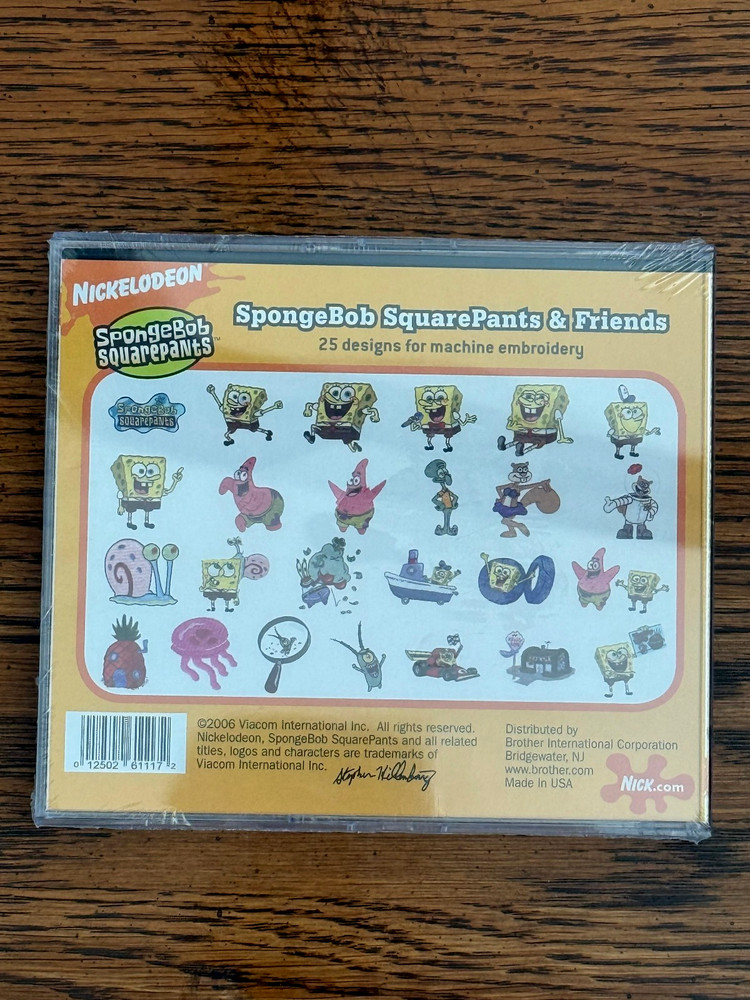 BROTHERS SPONGE BOB SQUARE PANTS EMBROIDERY SOFTWARE - UNOPENED