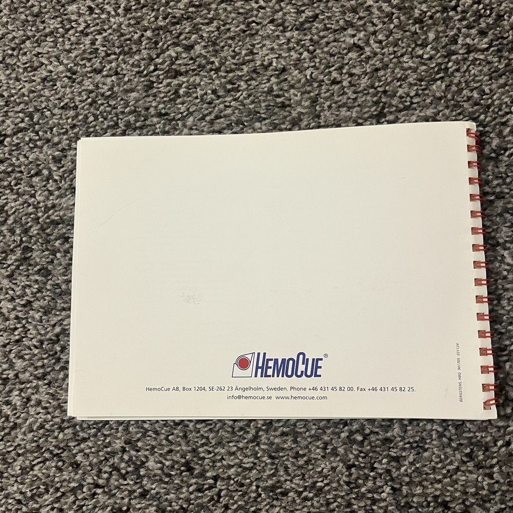 HEMOCUE HB 201+ Hemoglobin Analyzer Operating Manual Instructions Only