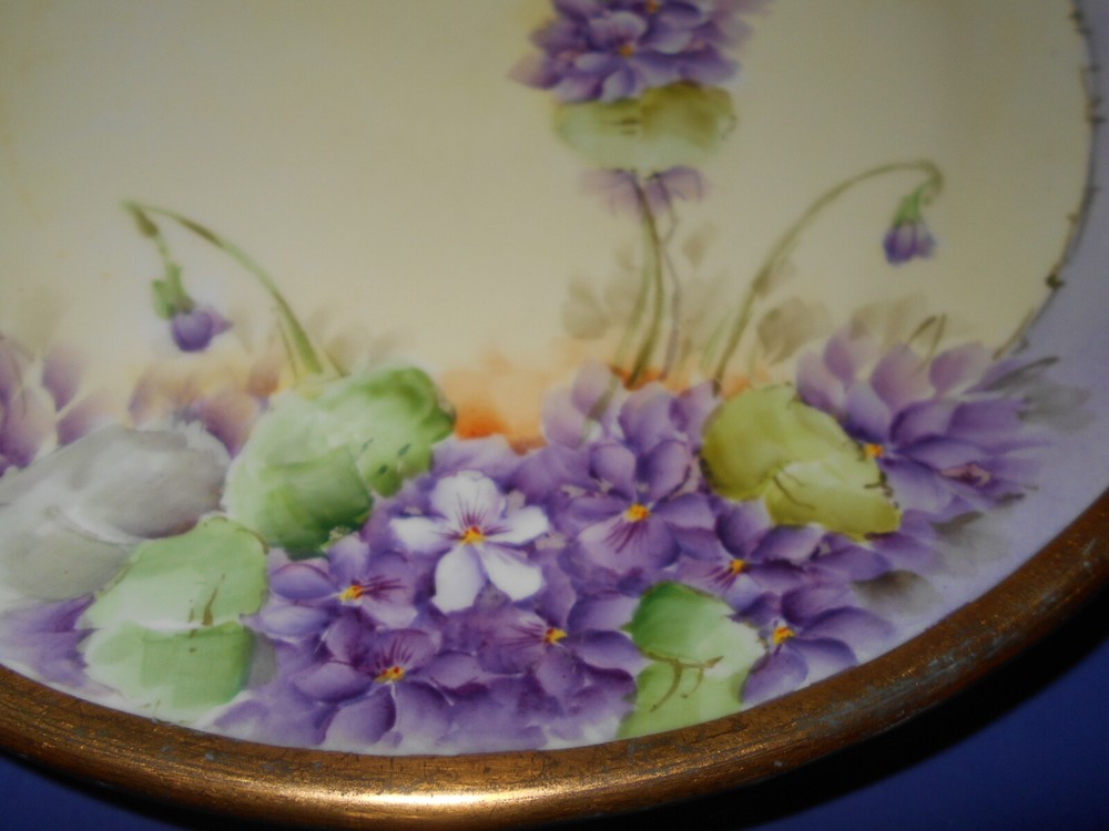 Vintage Miller & Breeding Hand Painted 2 Handle Signed Serving Platter 11"