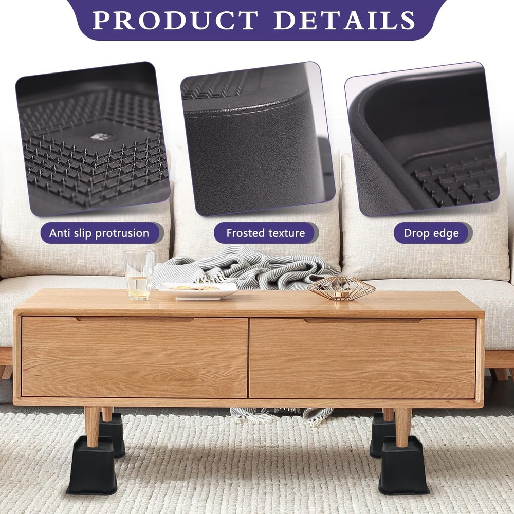 Bed Lifts Risers 5 inch, L Shape Couch Risers,Heavy Duty Bed Risers Oversized...