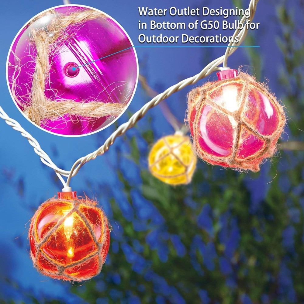 Nautical Fishing Float String Lights Set, 10 Multicolor Waterproof Decor
