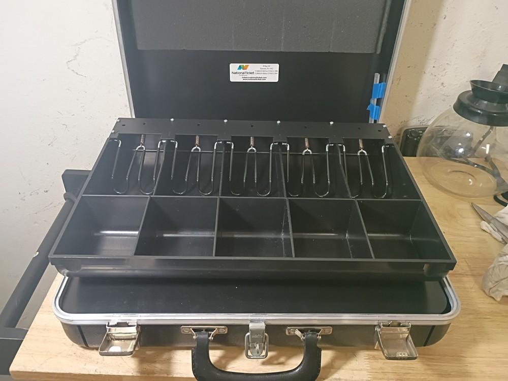 National Ticket Briefcase Cash Register Drawer Suitcase w/ Pad Lock Loop **EUC!