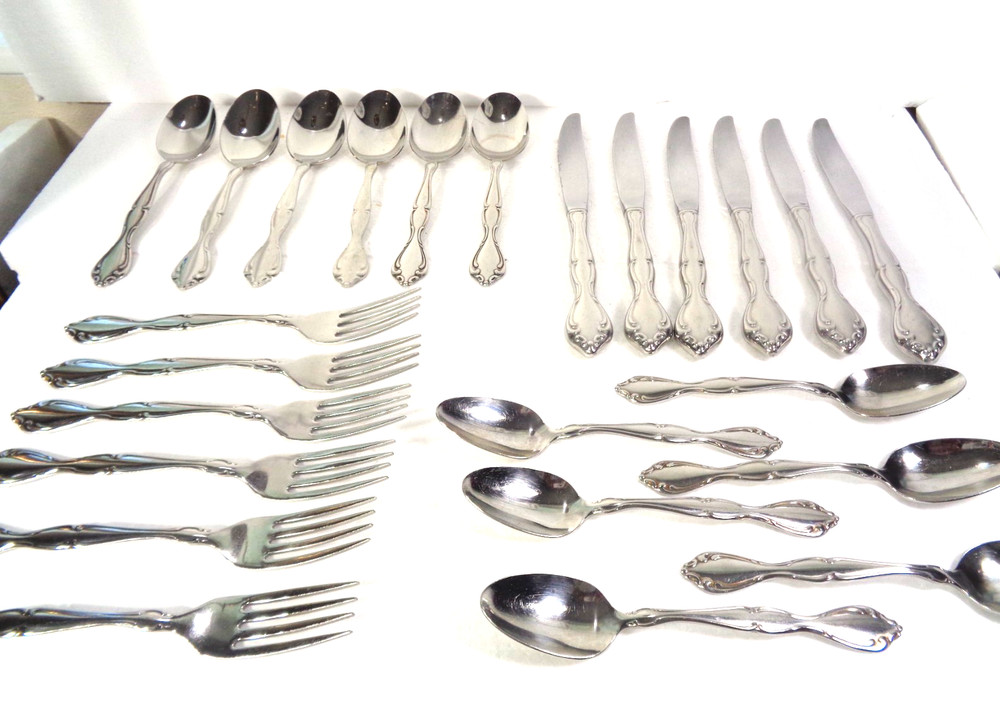 ONEIDA Cantana MIXED Stainless Flatware 6 Four Piece Settings NO SALAD FORK READ