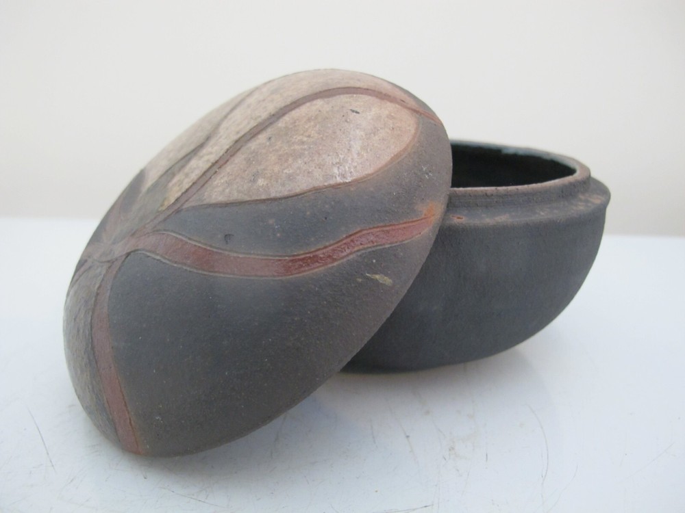 FRANK BOYDEN Oregon Earthenware Pottery Small Round NATURE Inspired BOX with Lid
