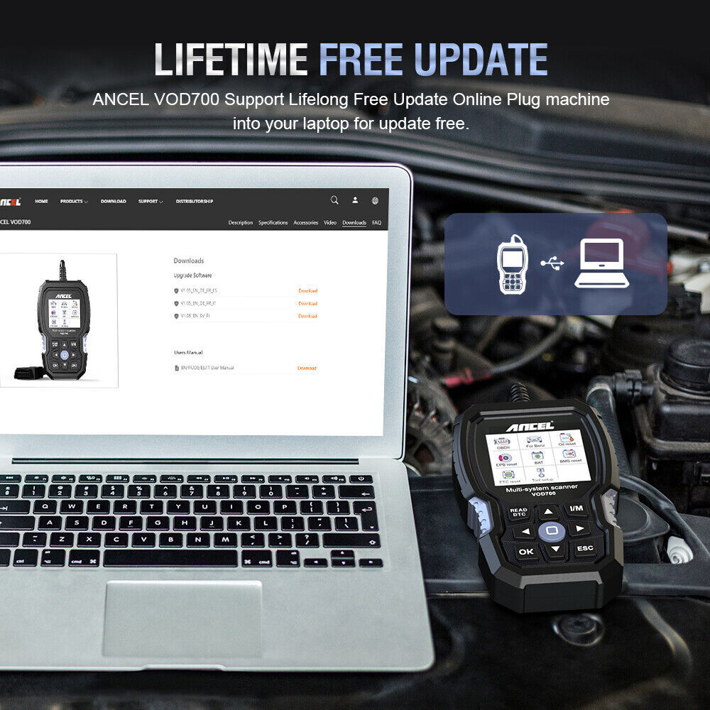 ANCEL VOD700 Auto OBD2 Full System Diagnostic Code Scanner For VOLVO BMS ABS SRS