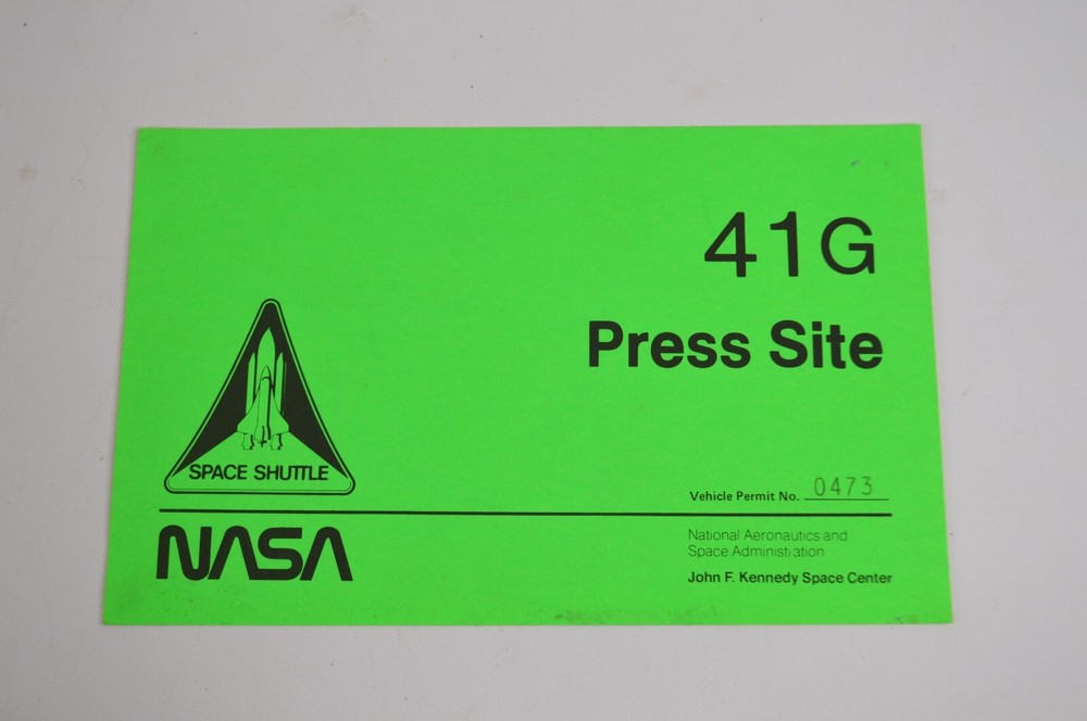 NASA STS-41G Press Site Gate Pass Challenger Space Shuttle Sally Ride Sullivan