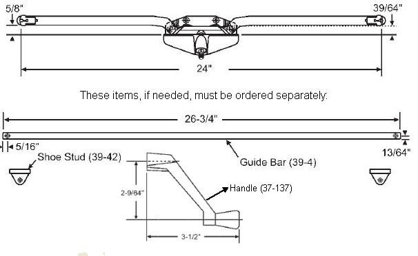 STB Awning Window Operator, Guide Bar Type, Bronze