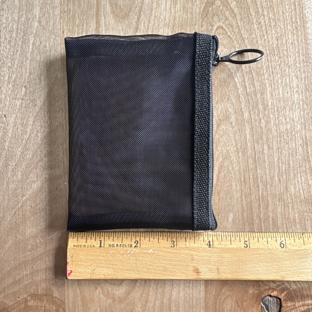POGU Black Zippered Mesh Pouch with Ring Pull, Black, Zipper Closure