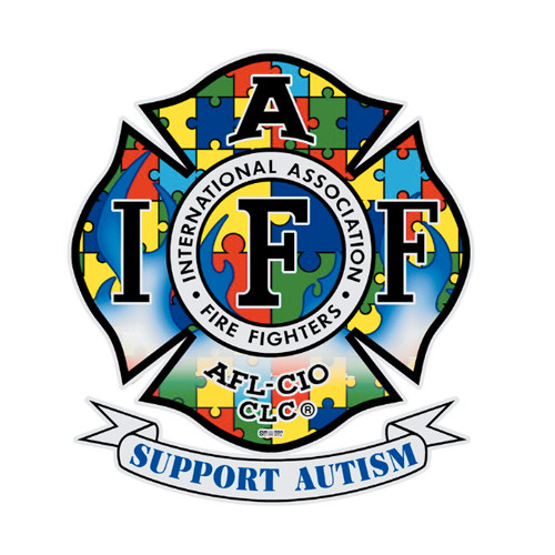 IAFF Firefighter Sticker 5"W   "Support Autism"