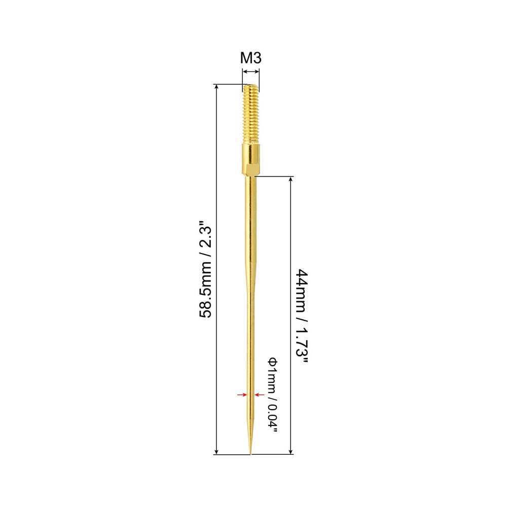 1mm Test Probe Pins, 2 Pcs Multimeter Extention Long Sharp Pin Needle, Gold