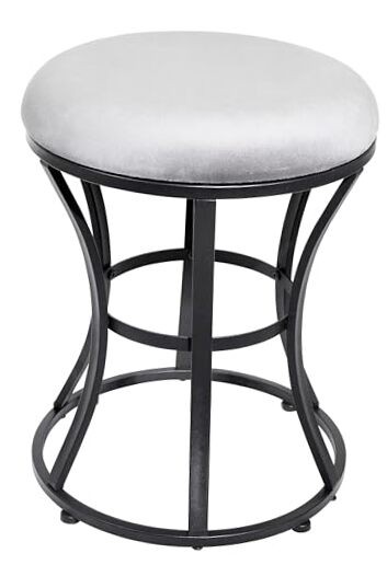 Vanity Stool Stools for Makeup Room, Round Ottoman Foot Stool, Velvet Grey