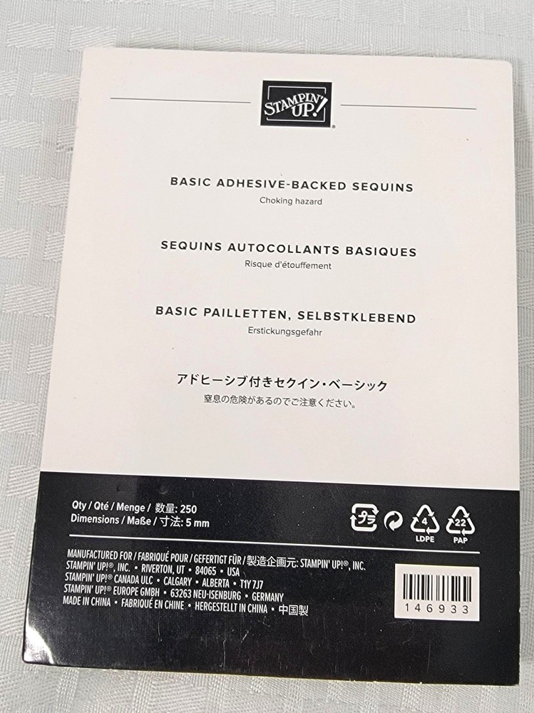 Stampin' Up! 250 Basic Adhesive-Backed Sequins - NEW - 146933