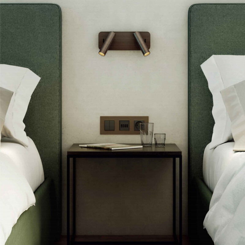 COB LED Reading Wall Lamp Dual Spotlight Adjustable Bedside Light Fixture Switch