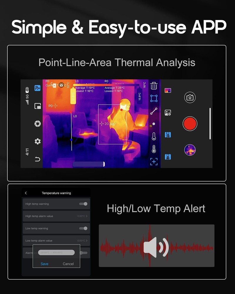 Thermal Camera for iOS and Android, 512×384 Super IR Resolution Thermal Imagi...