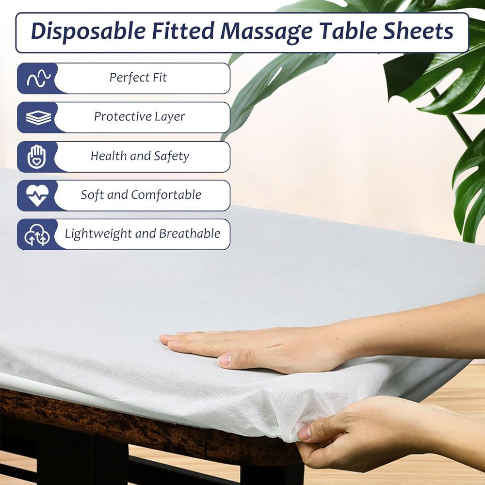 30PCS Disposable Fitted Massage Table Sheets, Heavy Duty Elastic Disposable Bed