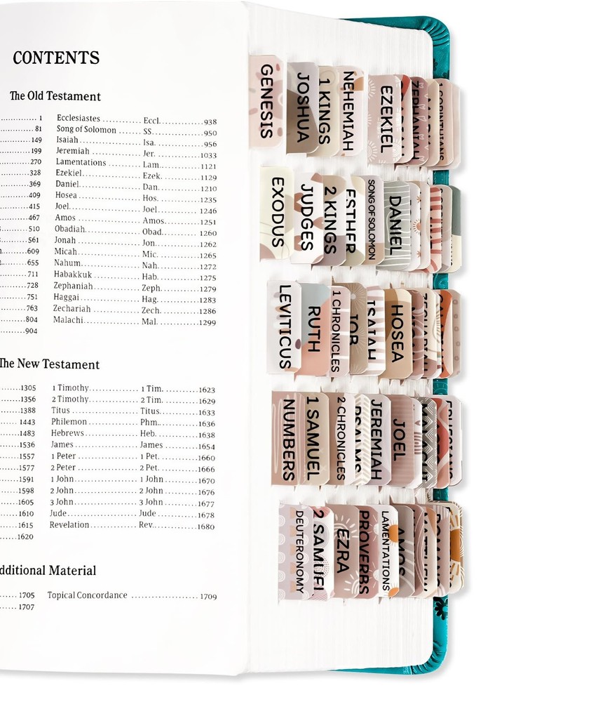 Laminated Bible Tabs for Women & Men - Large Print Study A-boho