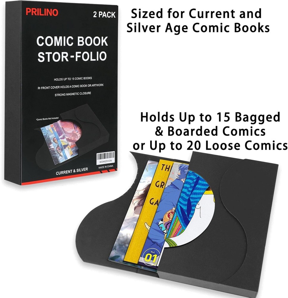 2-Pack Black Comic Book Stor-Folio - Storage Box for Current and Silver Age Comi