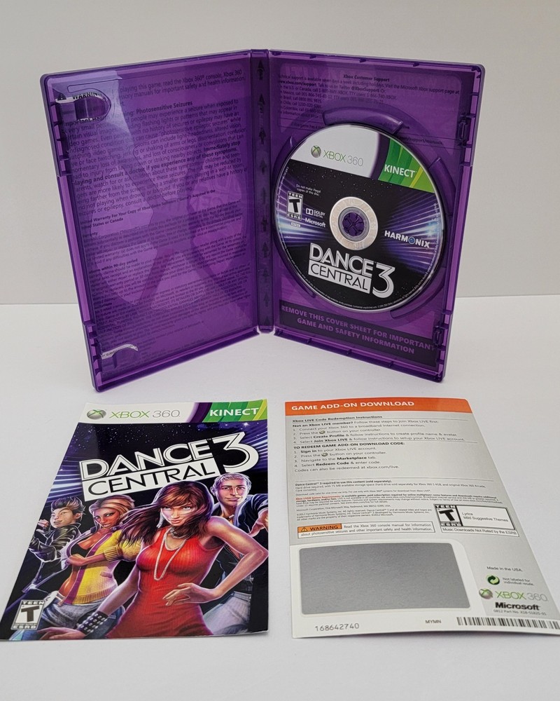Xbox 360 Kinect Sensor Camera With KINECT ADVENTURES & DANCE CENTRAL 3