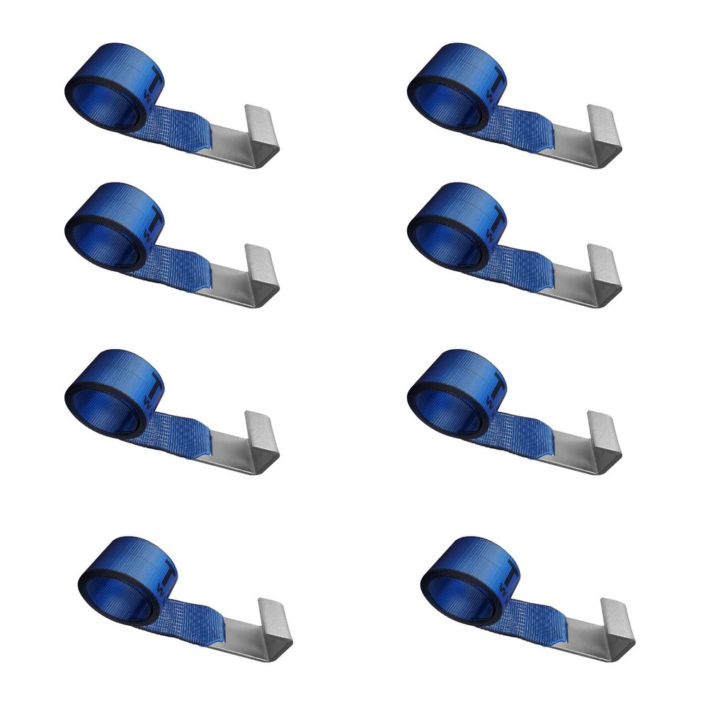 USA 8 Pack 4" x 5' Roll Off Container Winch Strap w/ Flat Hook 5400 LBS BLUE