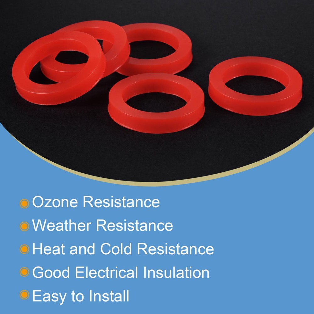 Silicone Rubber Flat Washer 1 Inch DN25 Red Gasket 5 Pack