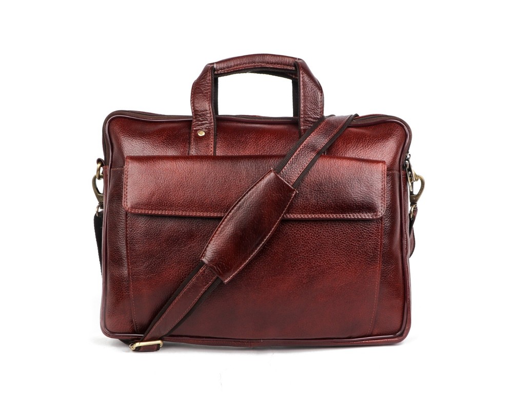 Brown Laptop Leather Bag Messenger Bag .