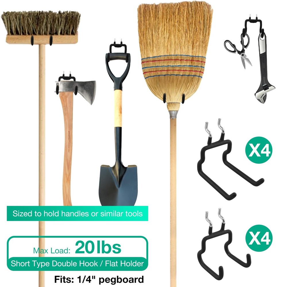 8-Pack Pegboard Hooks, Peg Board Tool Utility Hooks & Hangers Fit 1/4" Pegboa...