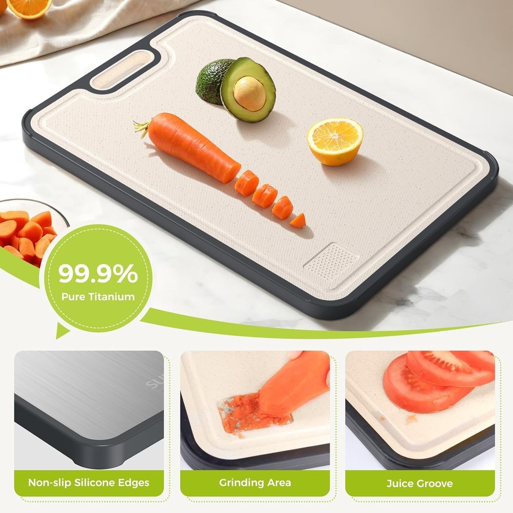 Titanium Cutting Board for Kitchen, Cutting Board Double Sided, Pure Titanium an
